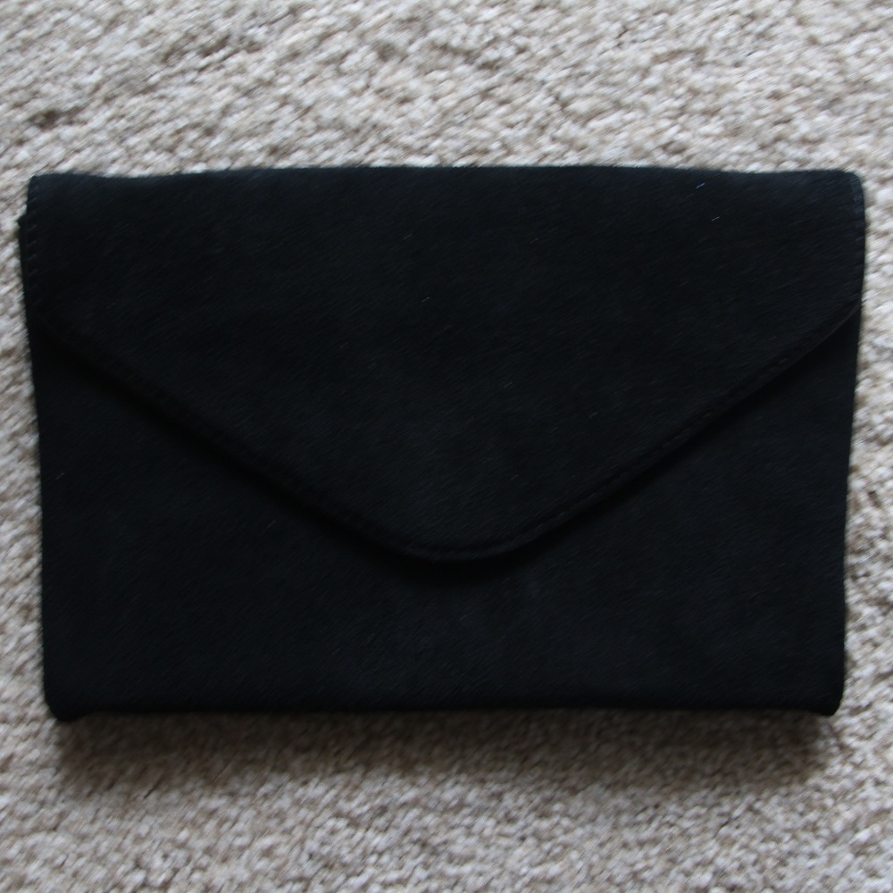 JCrew 100% Leather Suede Clutch Black NWT